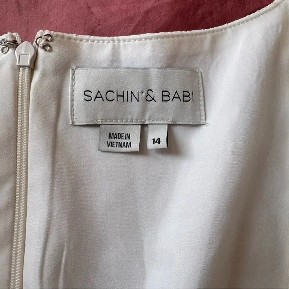 Sachin & Babi BHLDN Rhinebeck Size 14 Ivory Textured Floral Square Neck Wedding - Picture 7 of 7